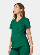 womens scrub top cherokee ww revolution maternity mock wrap wwe688 hunter