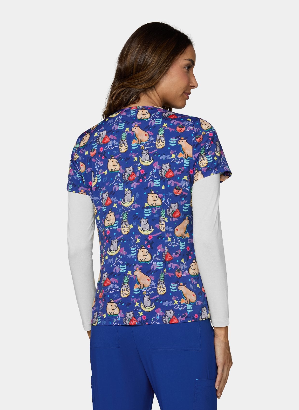 Womens Scrub Top Koi Basics Leslie - capybara