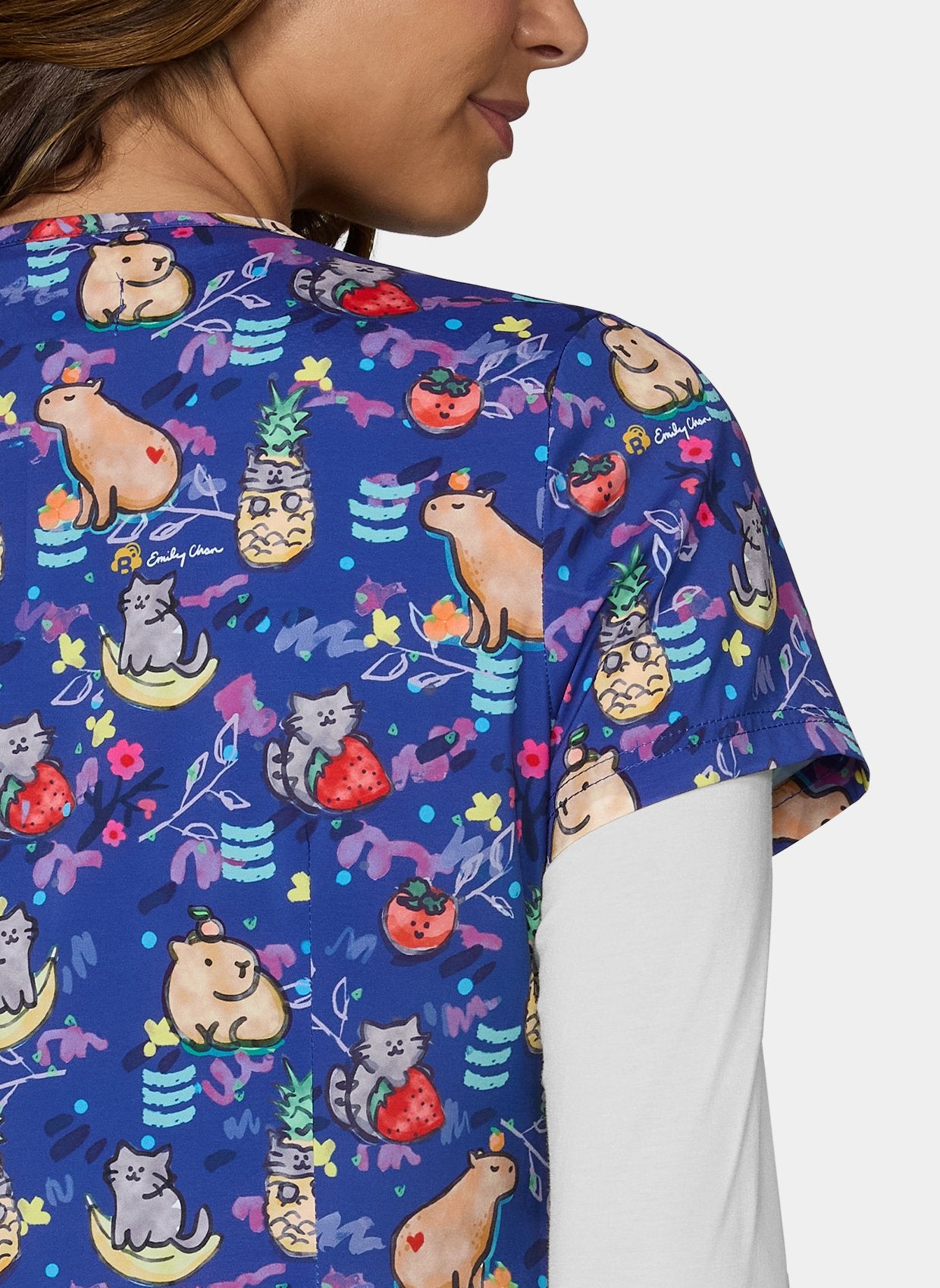 Womens Scrub Top Koi Basics Leslie - capybara