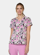 Womens Scrub Top Koi Basics Leslie - everyday floral cats