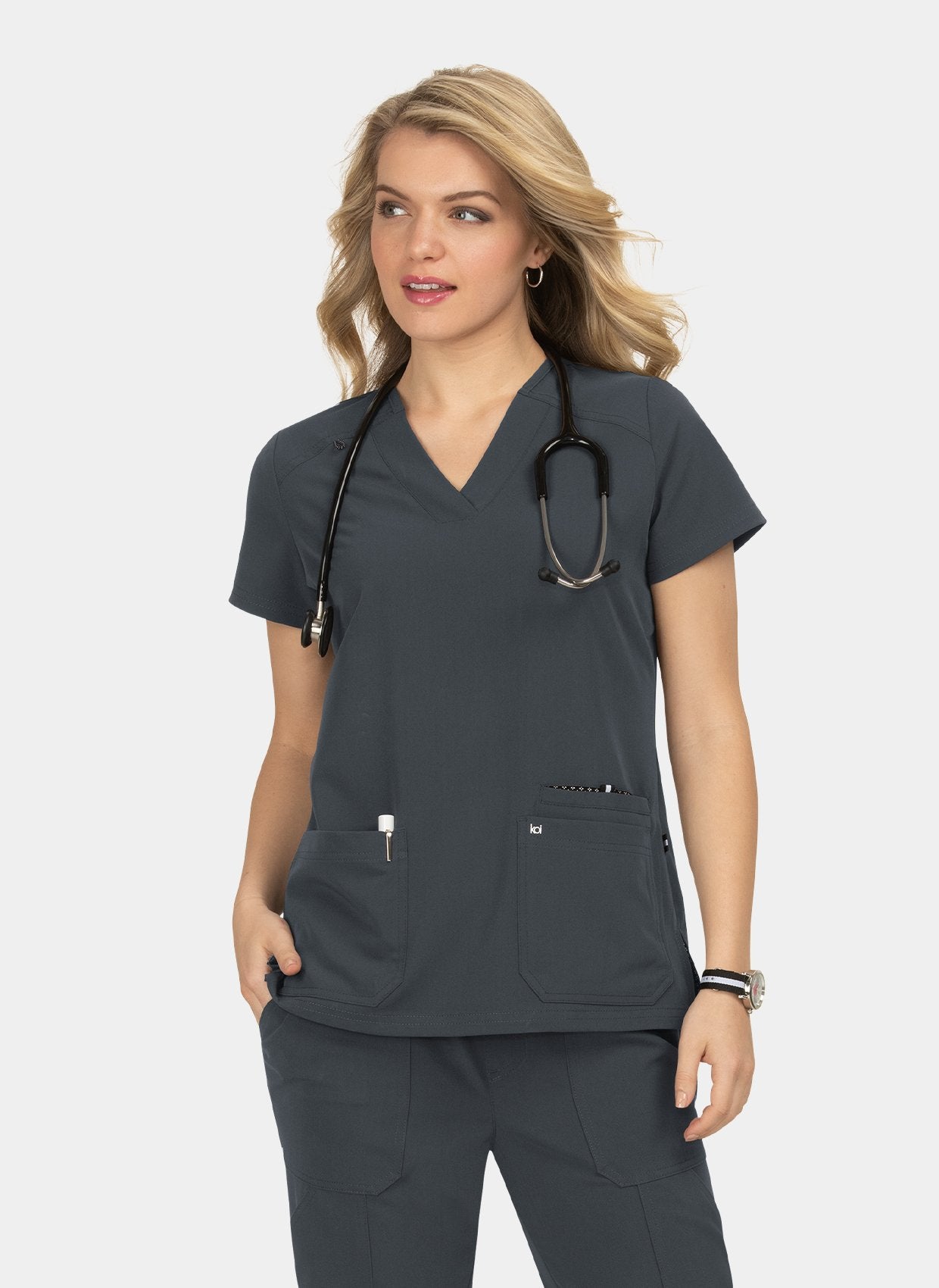 Koi Next Gen Hustle And Heart Scrub Top-Charcoal