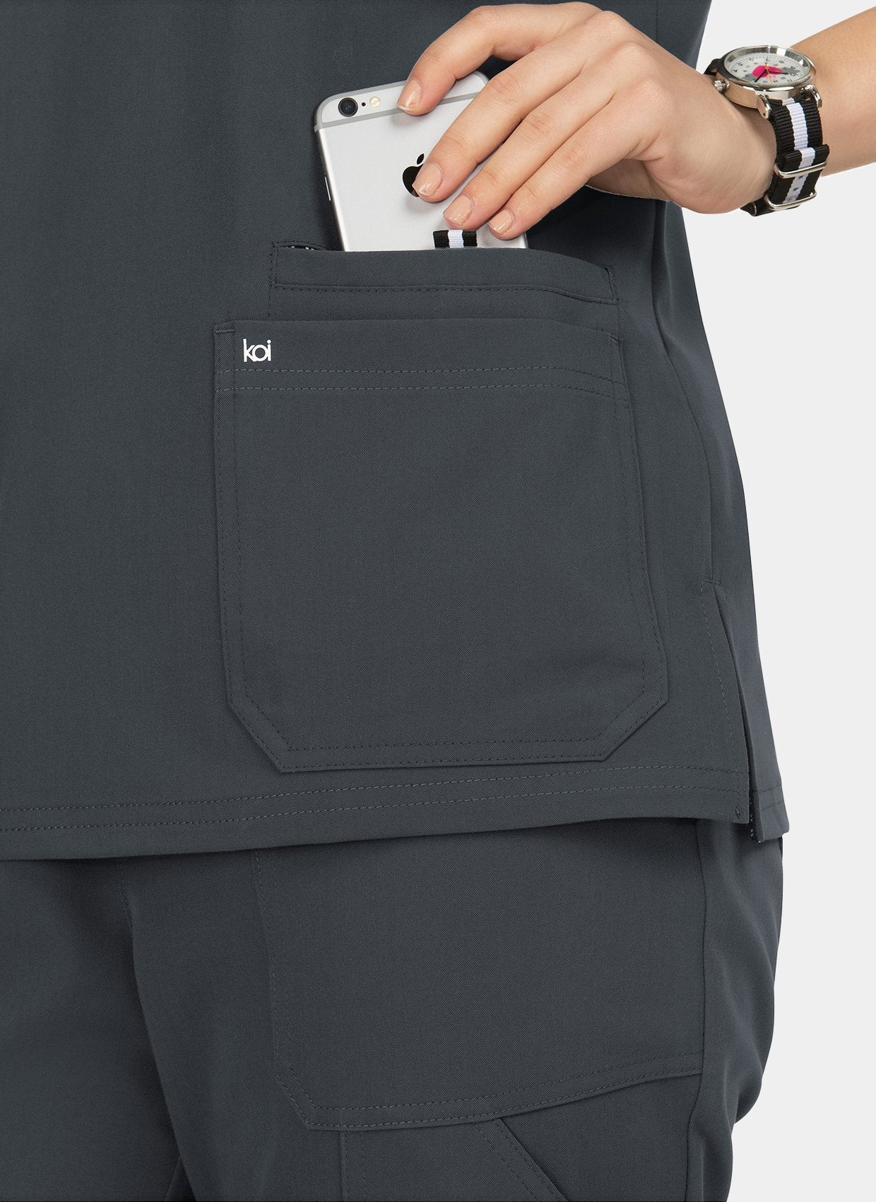 Koi Next Gen Hustle And Heart Scrub Top-Charcoal