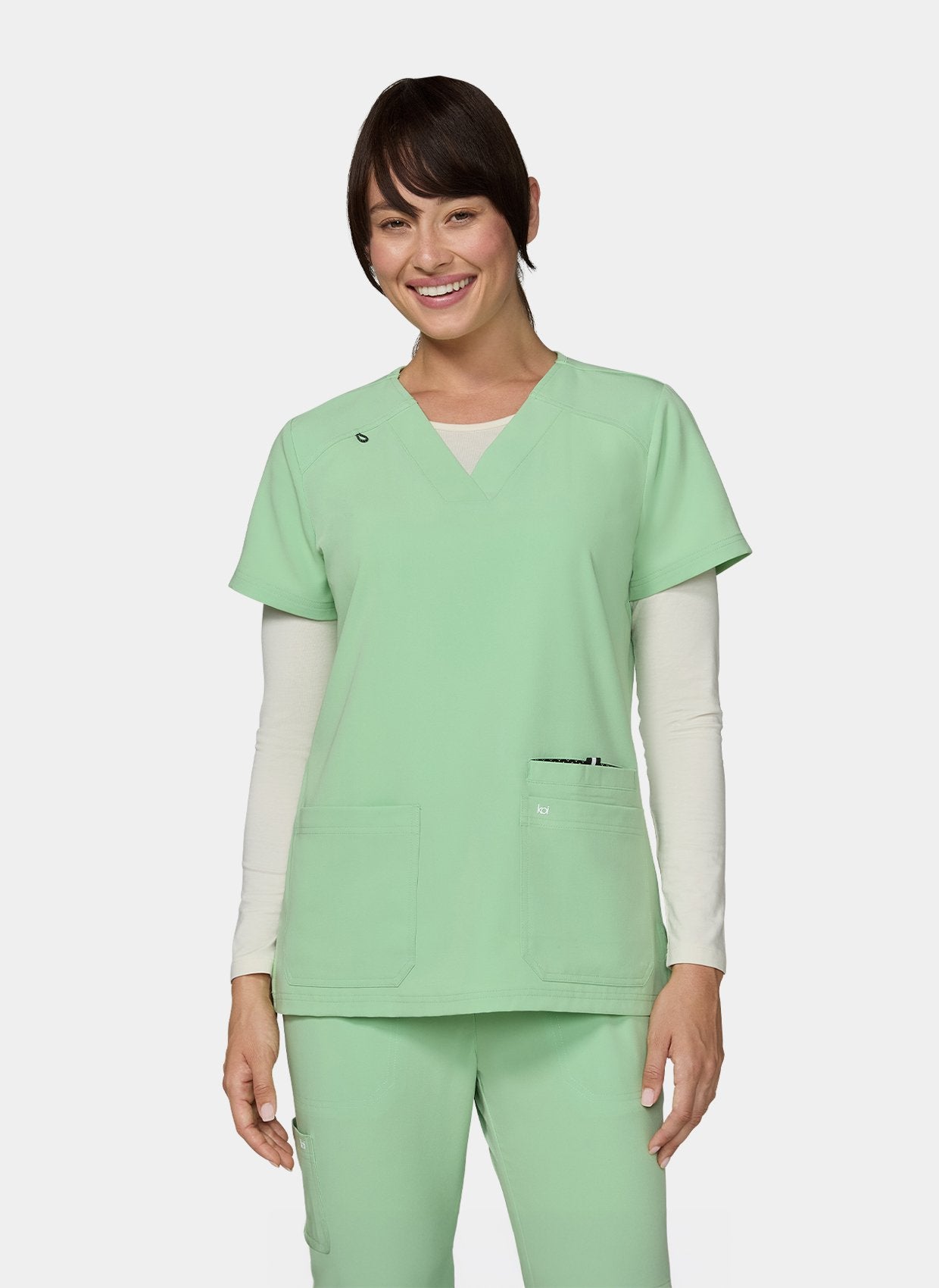 Womens Scrub Top Koi Next Gen Hustle and Heart - Pistachio