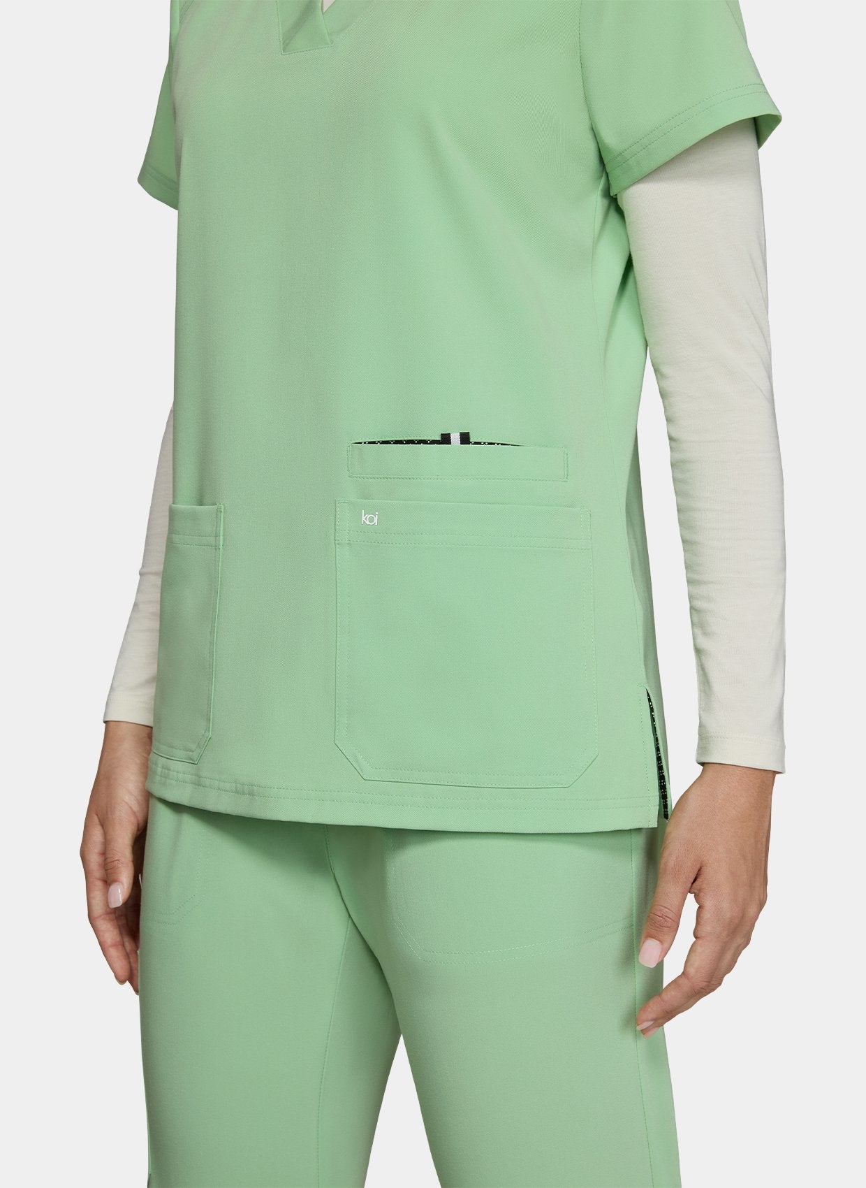 Womens Scrub Top Koi Next Gen Hustle and Heart - Pistachio