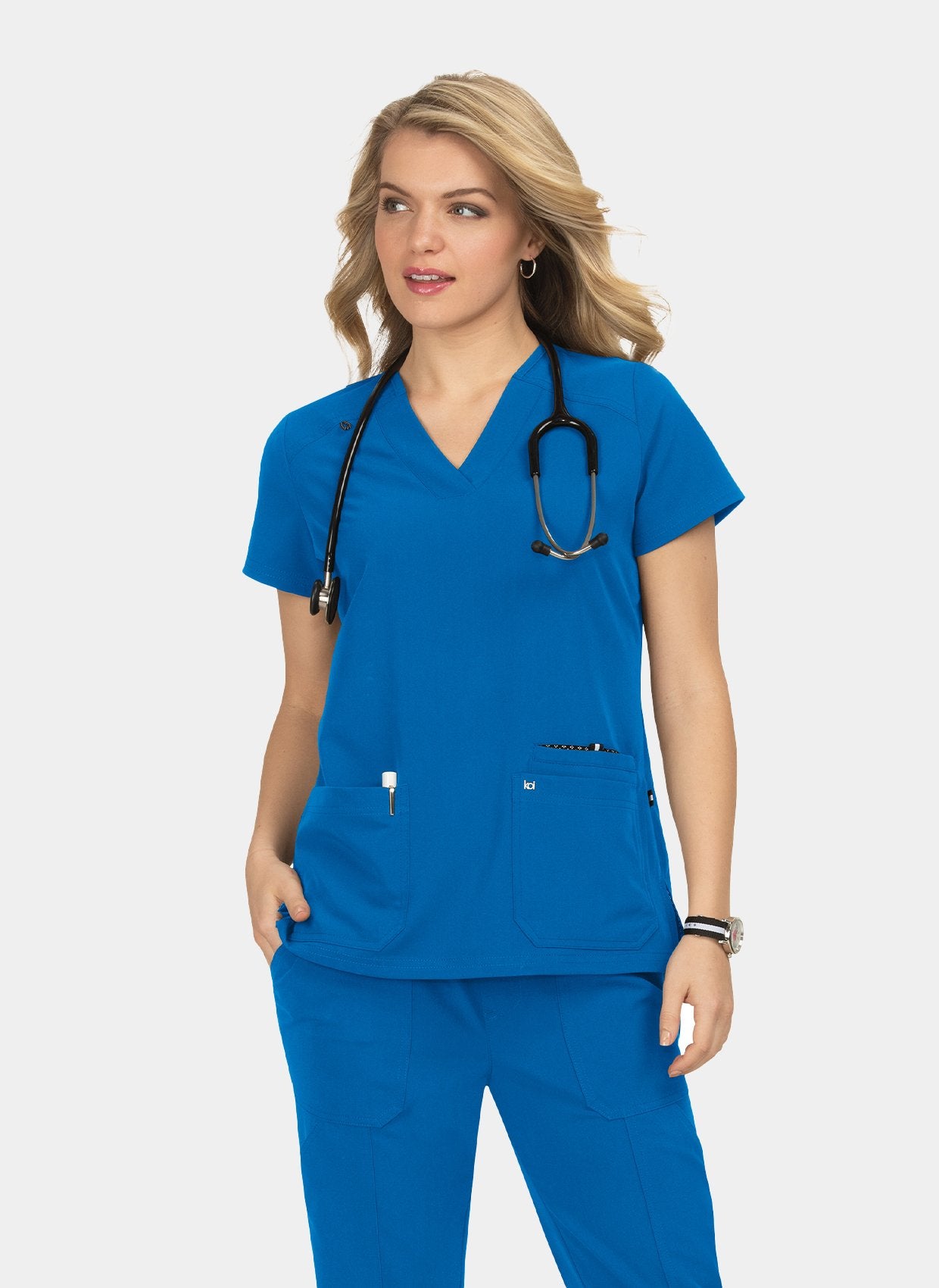 Koi Next Gen Hustle And Heart Scrub Top- Royal