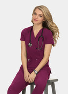 Koi Next Gen Hustle And Heart Scrub Top-Wine