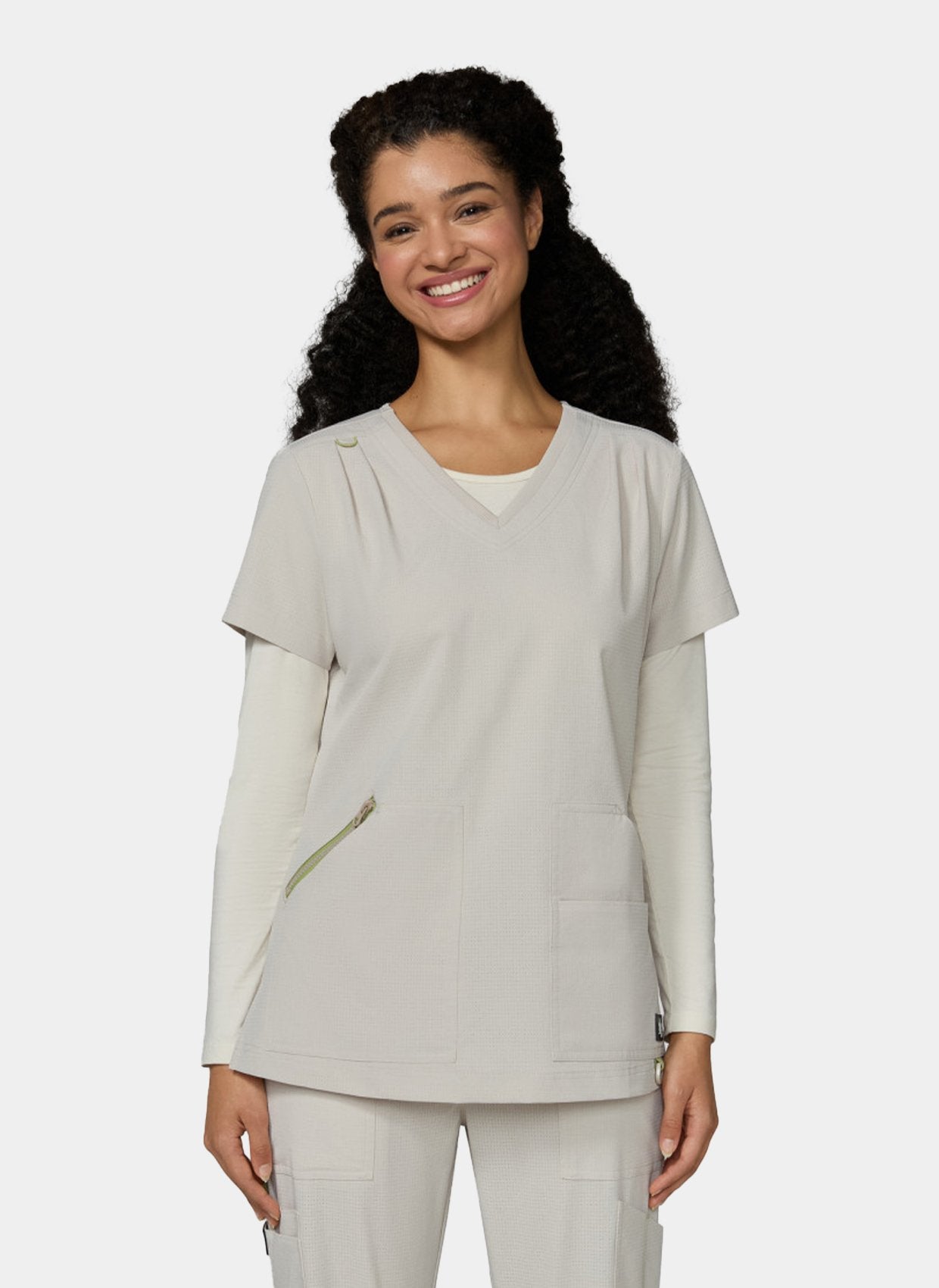 Womens Scrub Top Koi Solis Sari - Bone