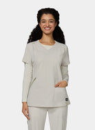 Womens Scrub Top Koi Solis Sari - Bone