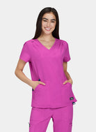 Koi Solis Sari Scrub Top - Hibiscus Pink