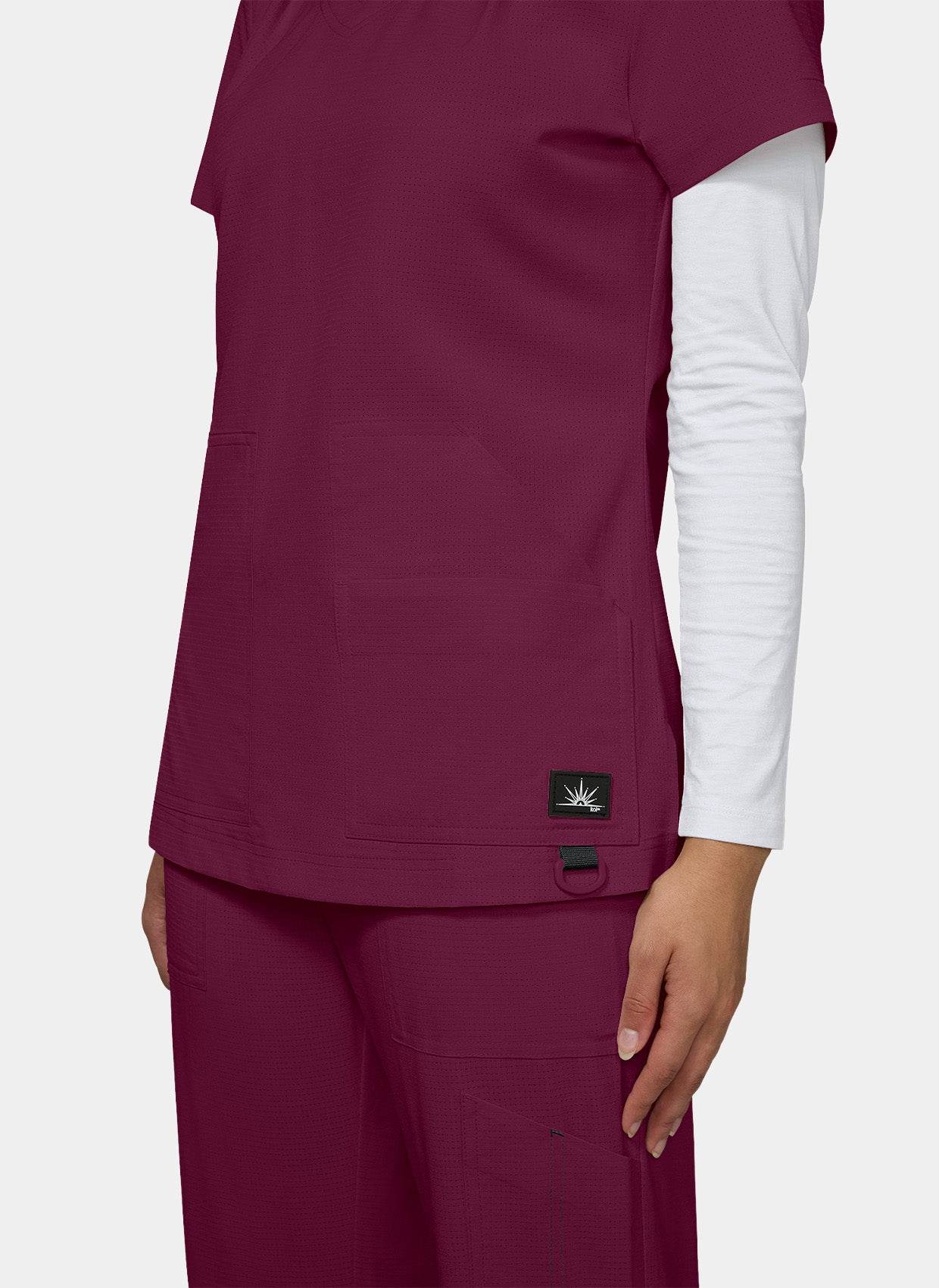 womens scrub top koi solis sari wine