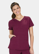 Koi Solis Sari scrub top wine front 